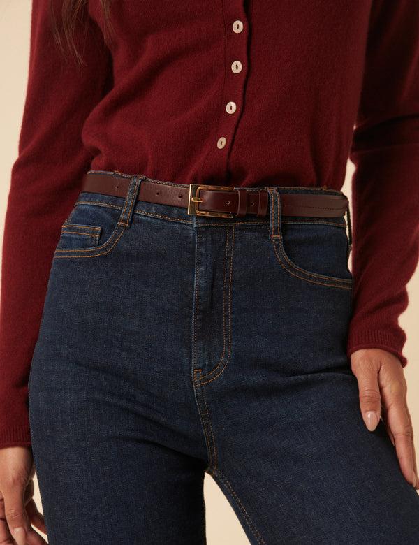 nobody’s child Burgundy Leather Skinny Belt