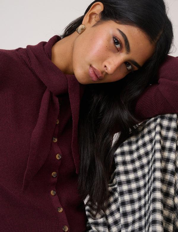 Nobody’s Child Burgundy Neckerchief Cardigan