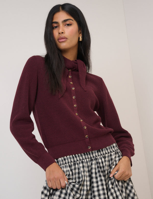 Nobody’s Child Burgundy Neckerchief Cardigan