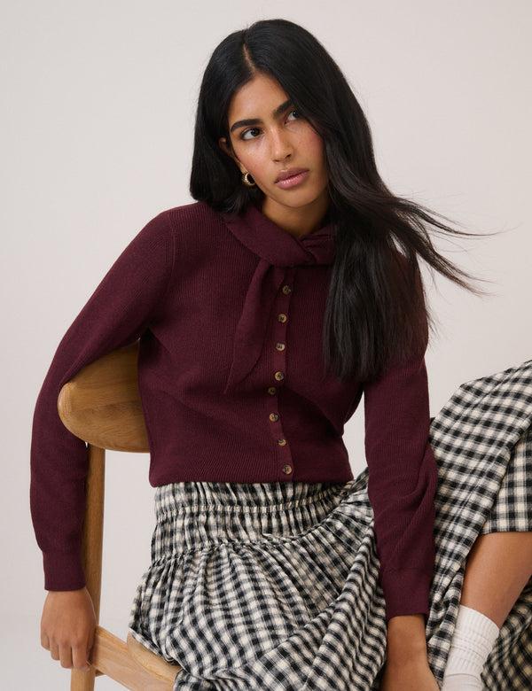 nobody’s child Burgundy Neckerchief Cardigan