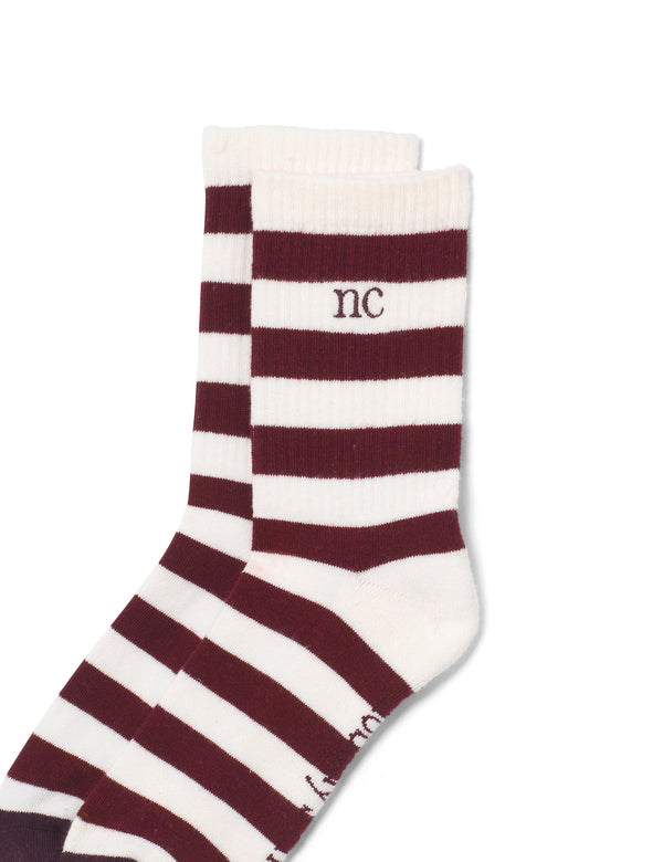 Nobody’s Child Burgundy & White Ribbed Socks