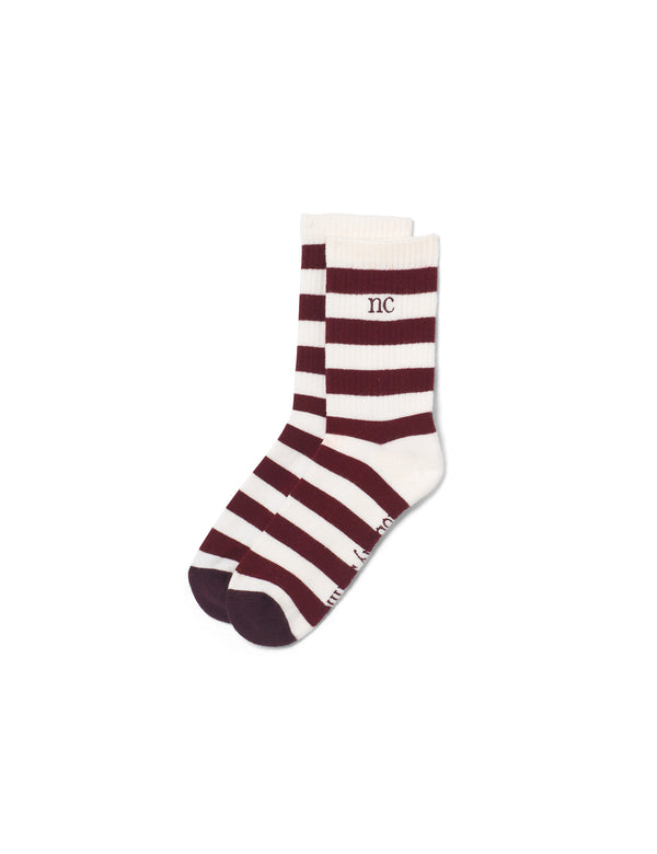 nobody’s child Burgundy & White Ribbed Socks