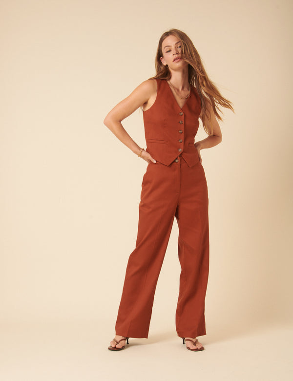 Nobody’s Child Burnt Orange Tailored Waistcoat