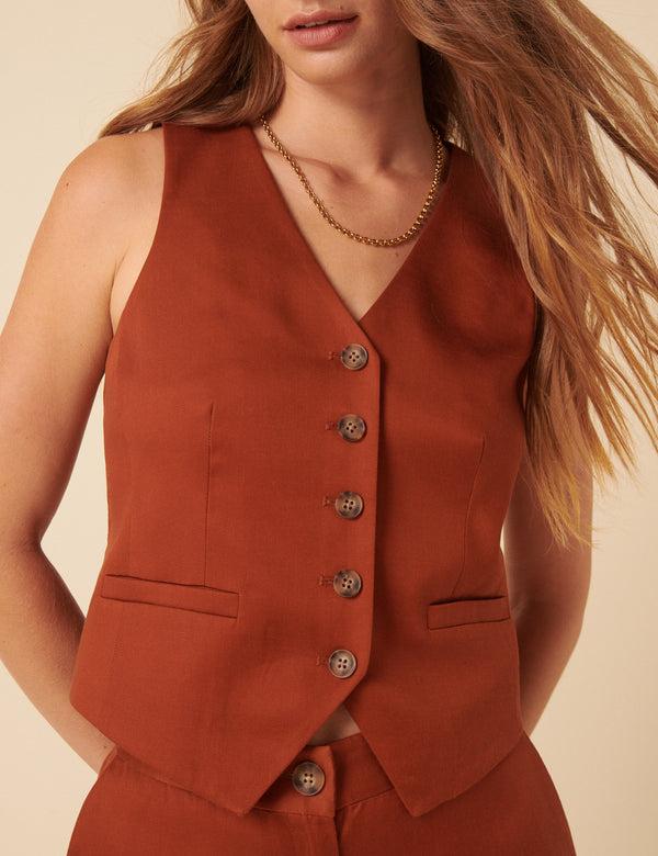 Nobody’s Child Burnt Orange Tailored Waistcoat