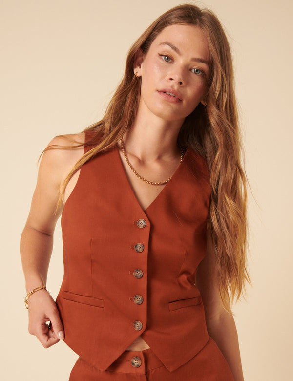 nobody’s child Burnt Orange Tailored Waistcoat