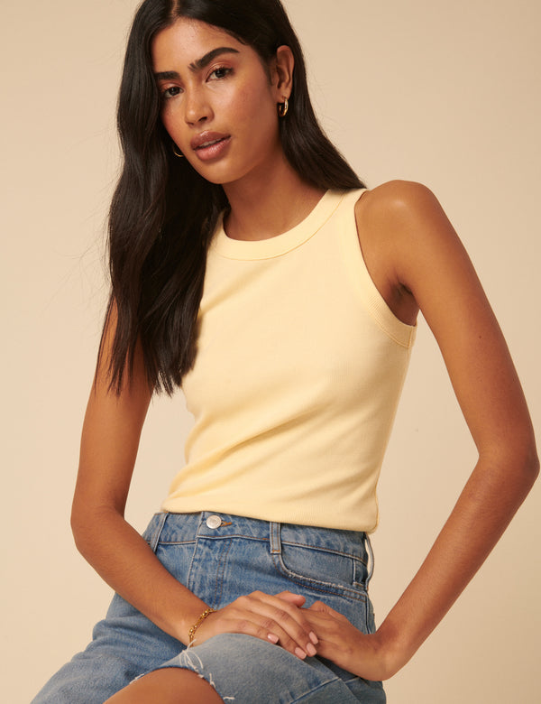 Nobody’s Child Butter Yellow Ribbed Racer Vest