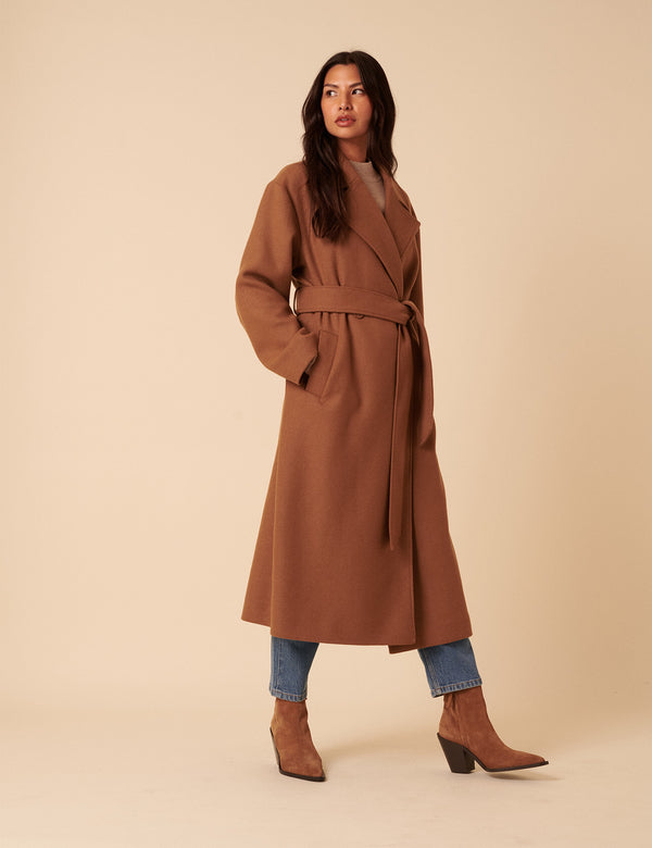 nobody’s child Camel Tie Belt Wrap Coat