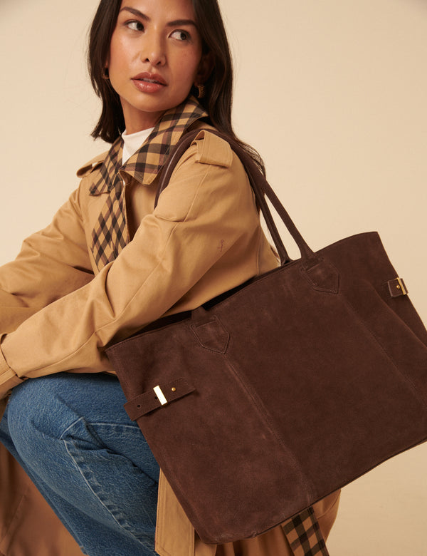 Nobody’s Child Chocolate Brown Suede Tote Bag