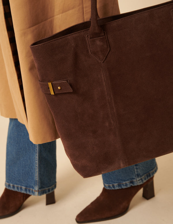 Nobody’s Child Chocolate Brown Suede Tote Bag