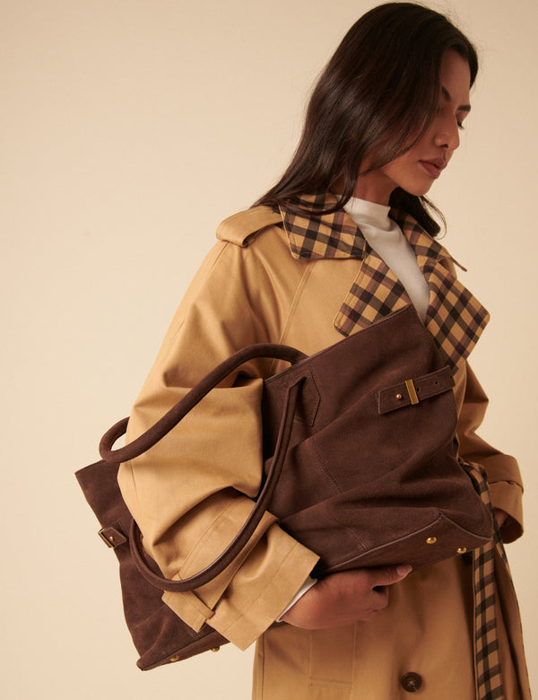 Nobody’s Child Chocolate Brown Suede Tote Bag