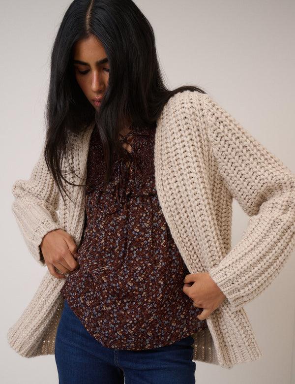 nobody’s child Cream Chunky Cardigan