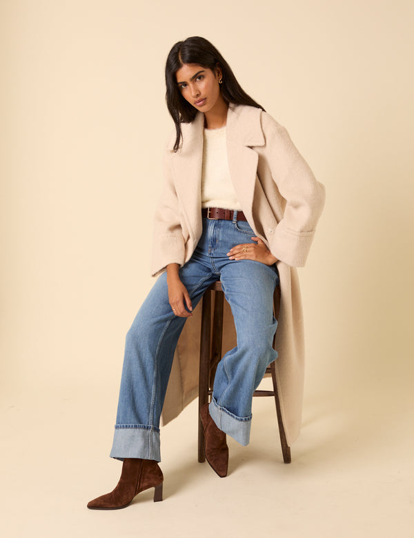 Nobody’s Child Cream Relaxed Brushed Coat