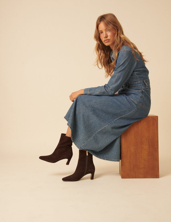 Nobody’s Child Dark Brown Suede Ankle Boots