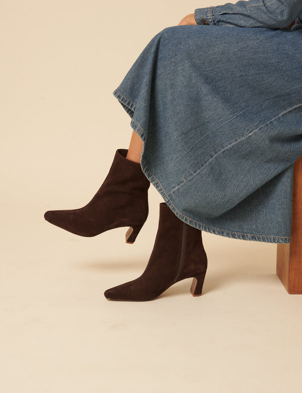 nobody’s child Dark Brown Suede Ankle Boots