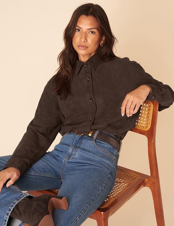 Nobody’s Child Dark Brown Suede Shirt