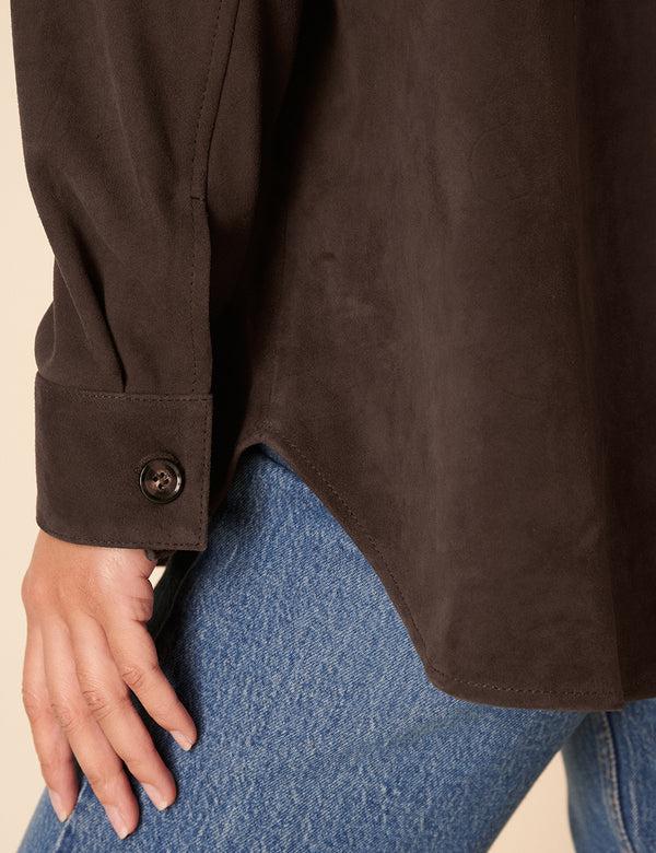 Nobody’s Child Dark Brown Suede Shirt
