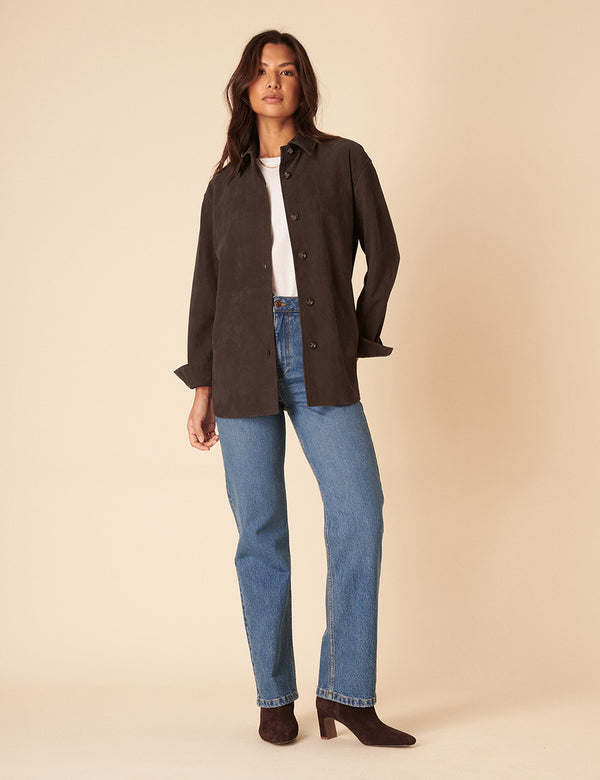 nobody’s child Dark Brown Suede Shirt