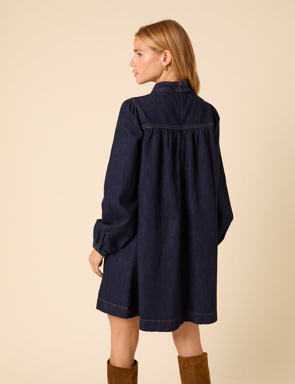 Nobody’s Child Dark Denim Bow Willow Mini Dress