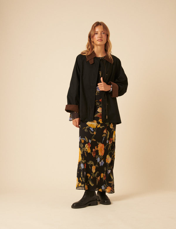 Nobody’s Child Dark Navy Cord Detail Barn Jacket