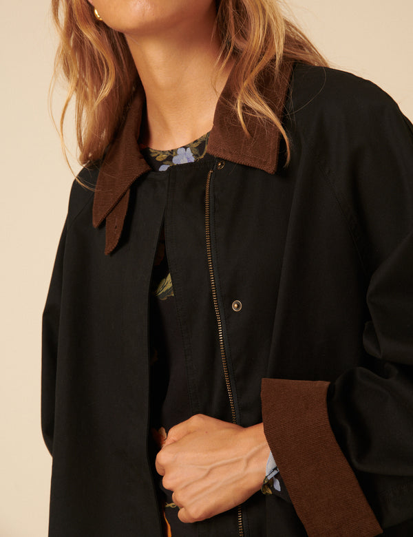 Nobody’s Child Dark Navy Cord Detail Barn Jacket