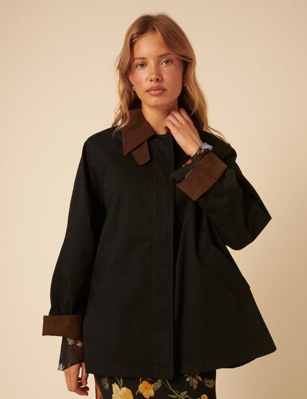 nobody’s child Dark Navy Cord Detail Barn Jacket