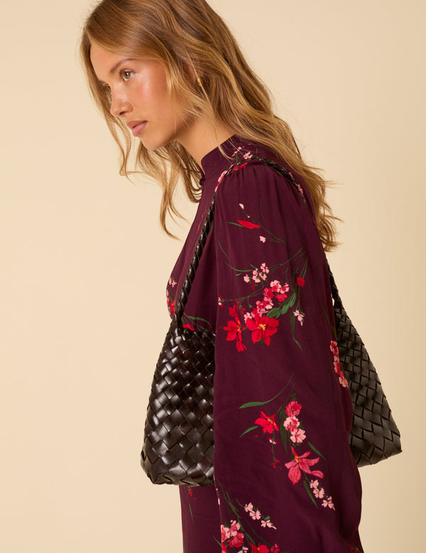 Nobody’s Child Ellyla Brown Woven Leather Bag