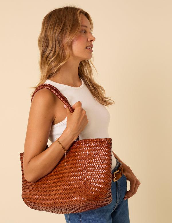 nobody’s child Ellyla Tan Woven Leather Tote Bag