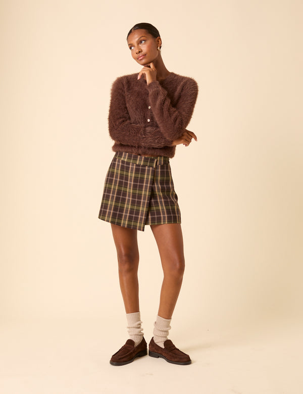 Nobody’s Child Green & Brown Check Mini Skort