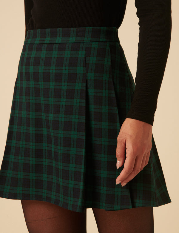 nobody’s child Green Check Pleated Mini Skirt