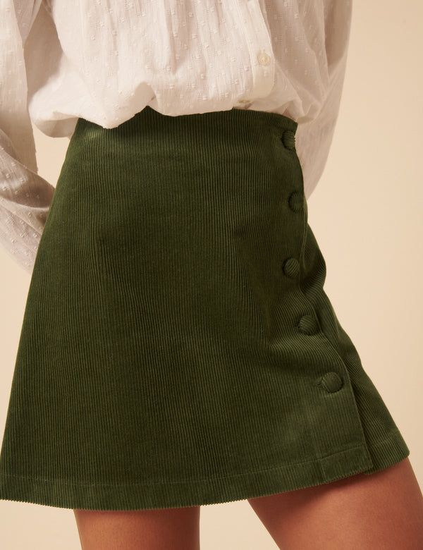 nobody’s child Green Cord Asymmetric Mini Skirt