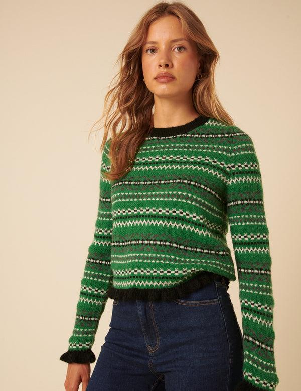 Nobody’s Child Green Fair Isle Jumper