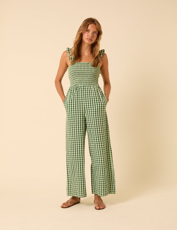 nobody’s child Green Gingham Maya Jumpsuit
