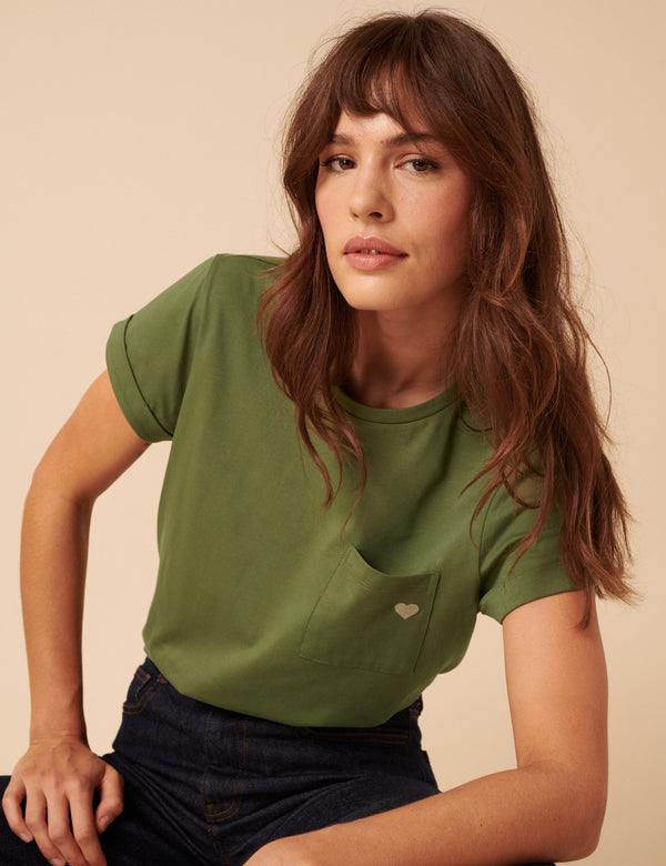 Nobody’s Child Green Heart Embroidered T-Shirt