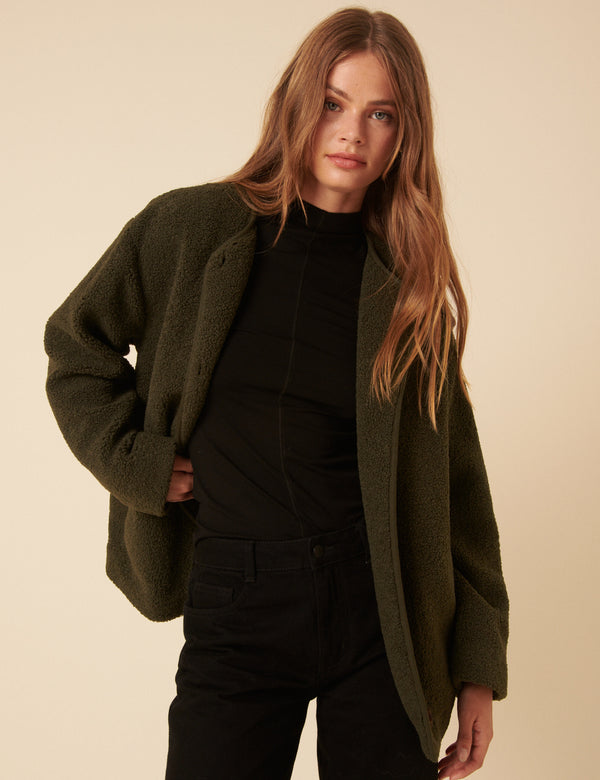 nobody’s child Green Long Sleeve Borg Jacket