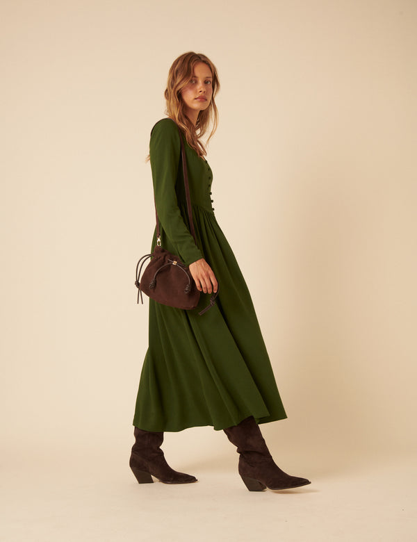 nobody’s child Green Long Sleeve Cora Midi Dress