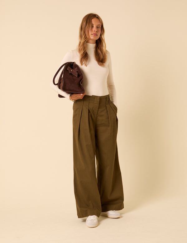 Nobody’s Child Green Pleated High-Waisted Trousers