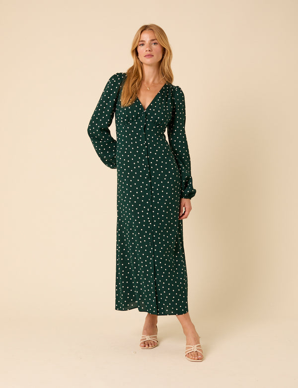 nobody’s child Green Polka Dot Kennedy Midi Dress