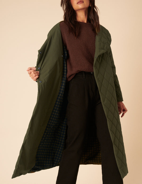 nobody’s child Green Quilted Tie Belt Coat