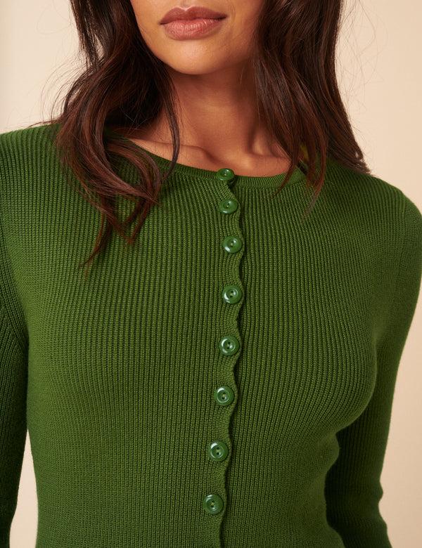 Nobody’s Child Green Ribbed Longline Cardigan