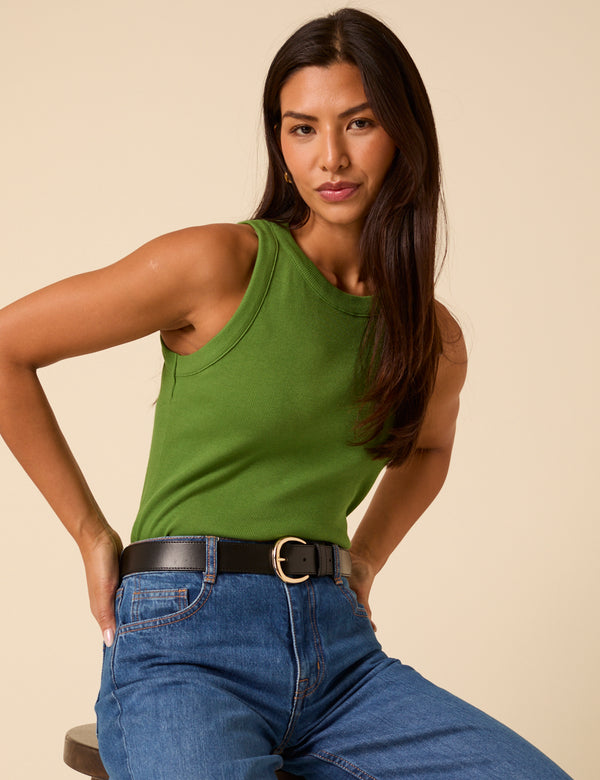 Nobody’s Child Green Ribbed Racer Vest