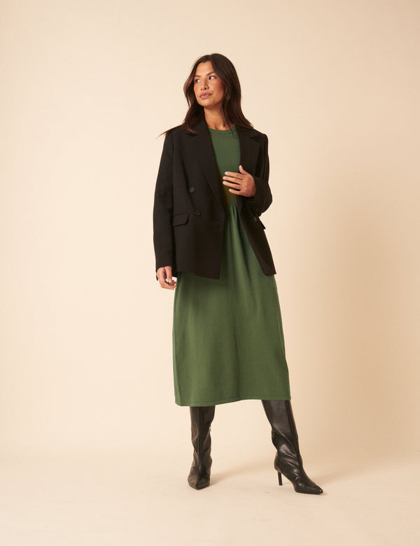 Nobody’s Child Green Sleeveless Knitted Midi Dress