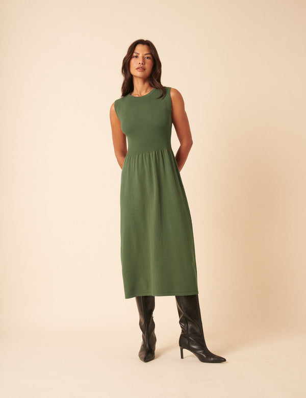 nobody’s child Green Sleeveless Knitted Midi Dress