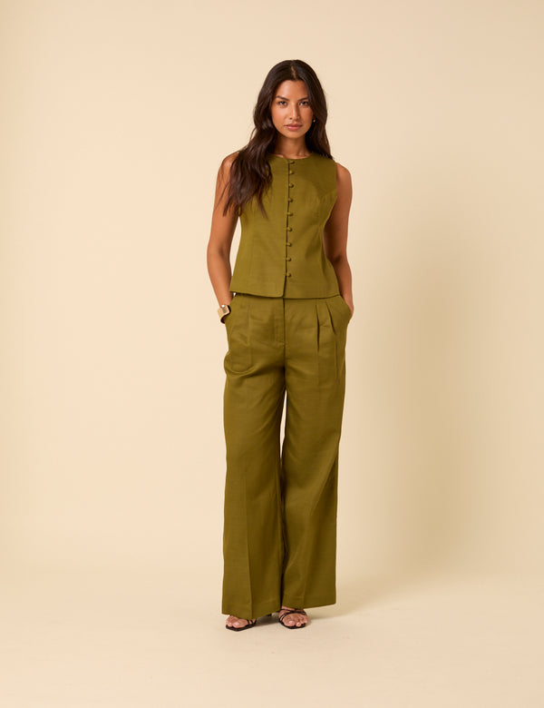 Nobody’s Child Green Tailored Wide Leg Trousers