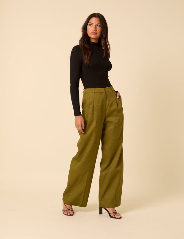Nobody’s Child Green Tailored Wide Leg Trousers