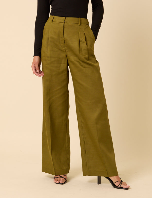 nobody’s child Green Tailored Wide Leg Trousers