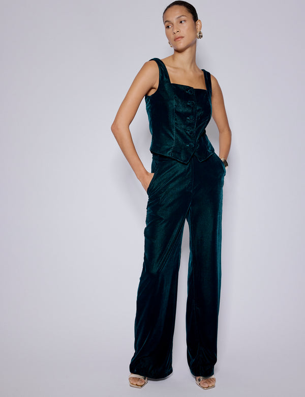 Nobody’s Child Green Velvet Square Neck Waistcoat