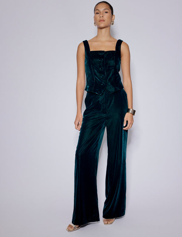 Nobody’s Child Green Velvet Square Neck Waistcoat