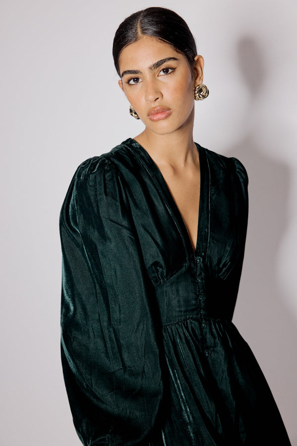 Nobody’s Child Green Velvet Starlight Mini Dress