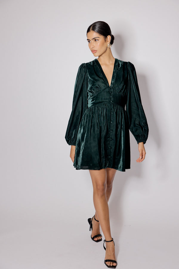 Nobody’s Child Green Velvet Starlight Mini Dress