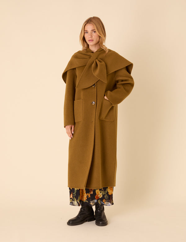 Nobody’s Child Green Wool-blend Scarf Shawl Coat